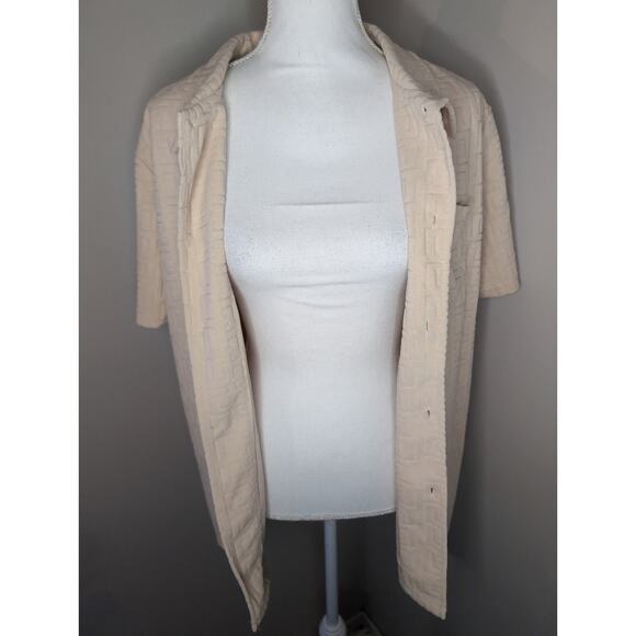 Reason NY towel short sleeve embossed khaki button down shirt M - Picture 7 of 9